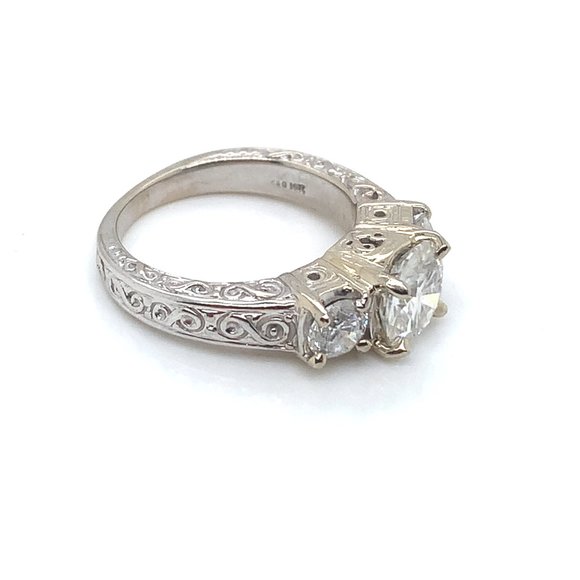 14K Gold Moissanite Three Stone Diamond Engagement Ring - Picture 2 of 4